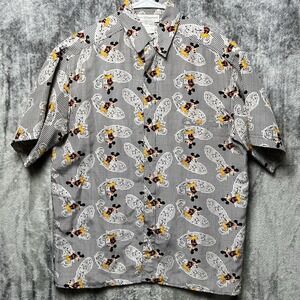 Vintage Disney Store 100% Silk Button Up Shirt Paisley Mickey Mouse Men's Small